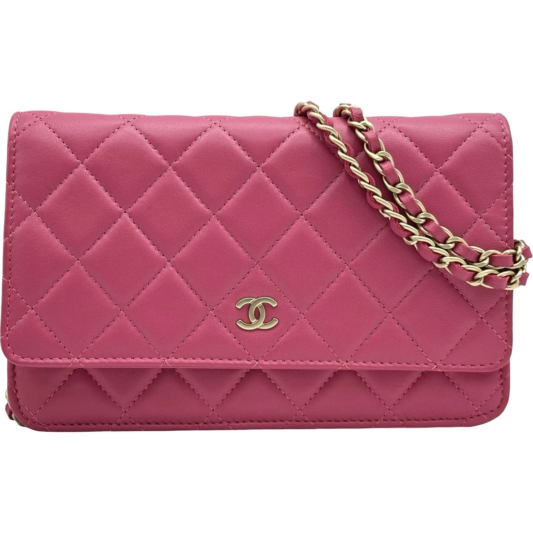 CHANEL MATRASSE CHAIN WALLET SHOULDER BAG: CHANEL Matrasse Chain wallet Shoulder Bag Brand: CHANEL Type/Style: Shoulder Bag Material: lambskin Color: pink Size: W7.5 x H4.7x D1.0inch Shoulder:48.8inch Accessories: None Accessories