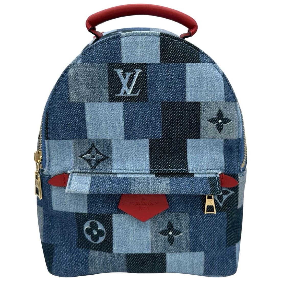 LOUIS VUITTON PALM SPRINGS BACKPACK: LOUIS VUITTON Palm Springs Backpack Brand: LOUIS VUITTON Type/Style: Backpack ?? Daypack Material: denim Color: blue Size: W5.9 x H8.3x D3.9inch Shoulder:41.3inch Accessories: None Accesso