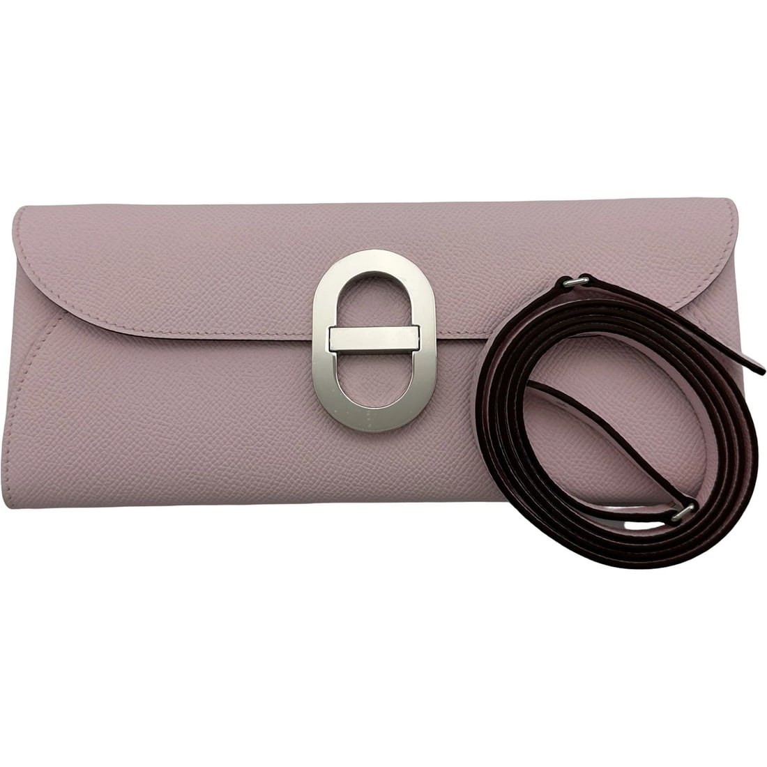 HERMES MAILLON TO GO SHOULDER BAG: HERMES Maillon to Go Shoulder Bag Brand: HERMES Type/Style: Shoulder Bag Material: Epsom Color: Rose Darling Silver Hardware Size: W4.9 x H4.3x D0.8inch Shoulder:51.2inch Accessories: None