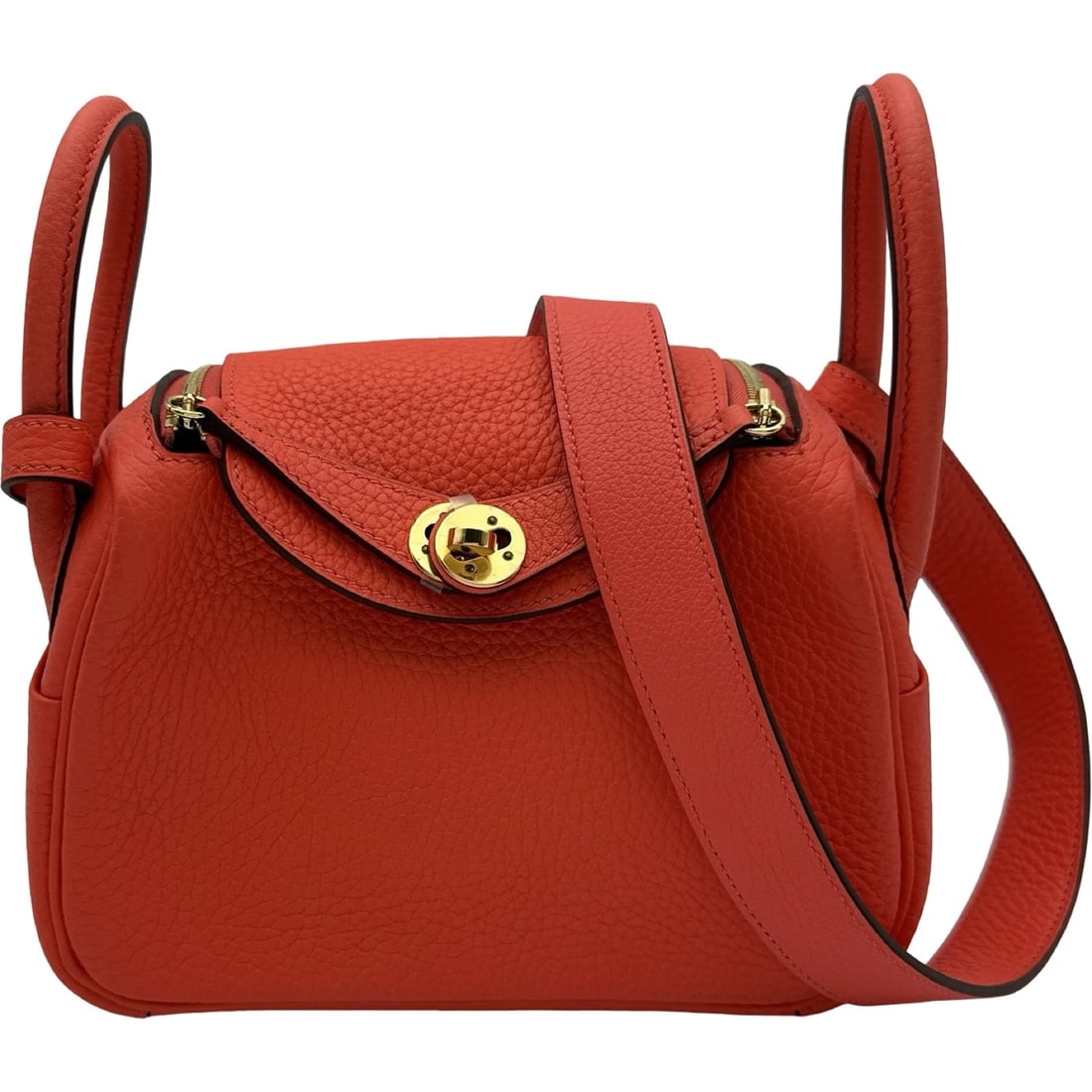 HERMES LINDY MINI SHOULDER BAG: HERMES Lindy mini Shoulder Bag Brand: HERMES Type/Style: Shoulder Bag Material: Taurillon Clemence Color: Texas Rose Gold Hardware Size: W7.5 x H4.9x D3.5inch Shoulder:39.0inch Accessories: None <