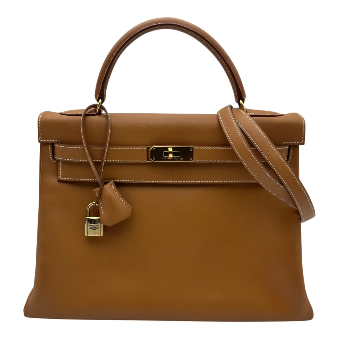 HERMES KELLY 32 INTERNAL SEWING SHOULDER BAG: HERMES Kelly 32 internal sewing Shoulder Bag Brand: HERMES Type/Style: Shoulder Bag Material: Vash Color: Natural Gold Hardware Size: W12.6 x H8.9x D4.3inch Shoulder:34.8inch Accessories: None