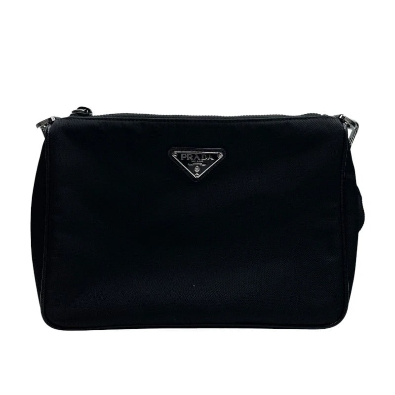 PRADA RE-NYLON X SAFFIANO LEATHER SHOULDER BAG: PRADA Re-Nylon x Saffiano Leather Shoulder Bag Brand: PRADA Type/Style: Shoulder Bag Material: Nylon and Saffiano Leather Color: black Size: W9.4 x H6.7x D2.4inch Shoulder:57.1inch Accessories: No
