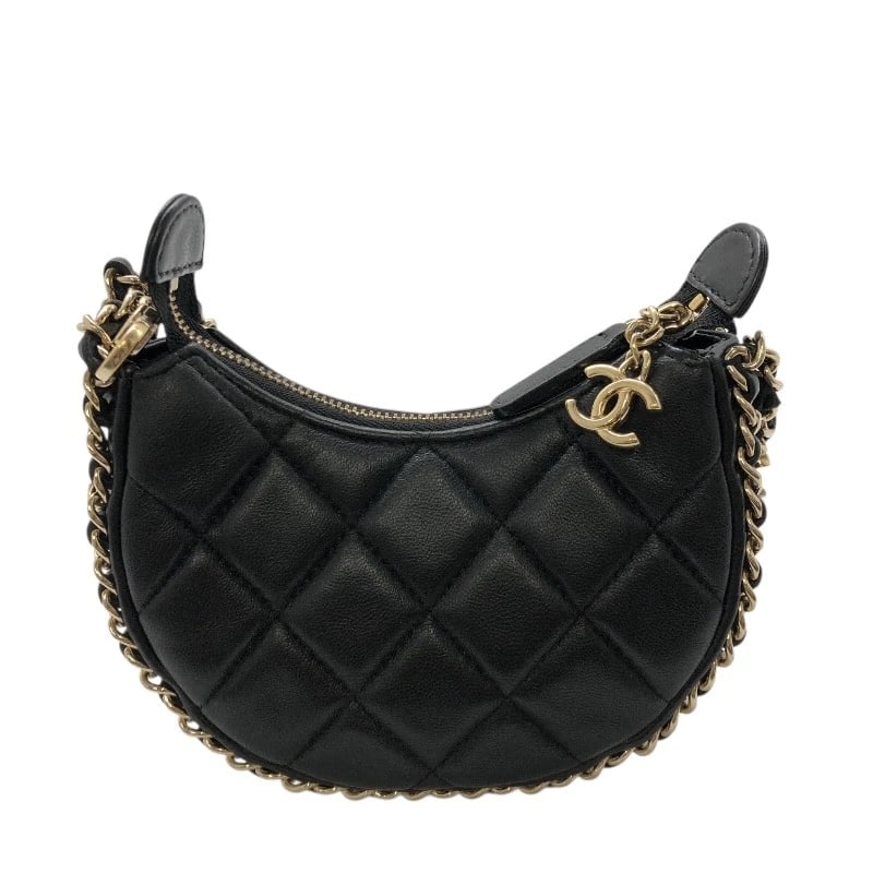 CHANEL MATELASSE MINI HOBO SHOULDER BAG: CHANEL Matelasse Mini Hobo Shoulder Bag Brand: CHANEL Type/Style: Shoulder Bag Material: lambskin Color: Black x Gold Hardware Size: W14cm x H8cmx D5cm Shoulder:110cm Accessories: None Acc