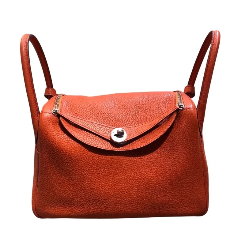 HERMES LINDY HANDBAG: HERMES Lindy Handbag Brand: HERMES Type/Style: Handbag Material: Taurillon Clemence Color: Terre Badue SilverHardware Size: W11.8 x H7.5x D5.9inch Accessories: None Accessories Notice: When