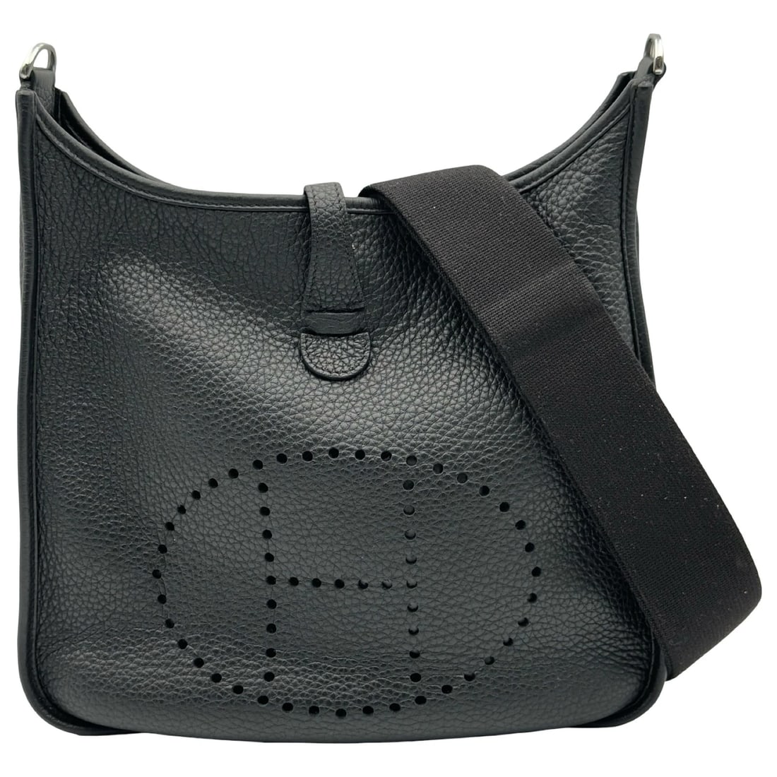 HERMES EVELYN 3 PM SHOULDER BAG: HERMES Evelyn 3 PM Shoulder Bag Brand: HERMES Type/Style: Shoulder Bag Material: Taurillon Clemence Color: Black SilverHardware Size: W11.0 x H11.4x D3.1inch Shoulder:35.4inch Accessories: None