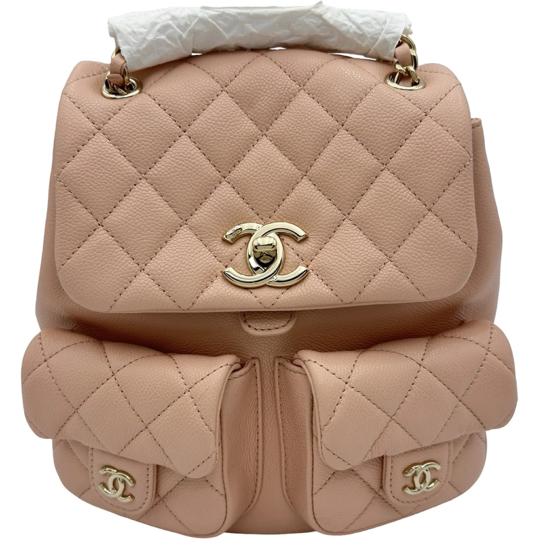 CHANEL MATELASSE SMALL BAG: CHANEL Matelasse Small Bag Brand: CHANEL Type/Style: Backpack ?? Daypack Material: Caviar skin Color: Pink Gold Hardware Size: W7.7 x H8.5x D4.3inch Accessories: None Accessories Notice: W