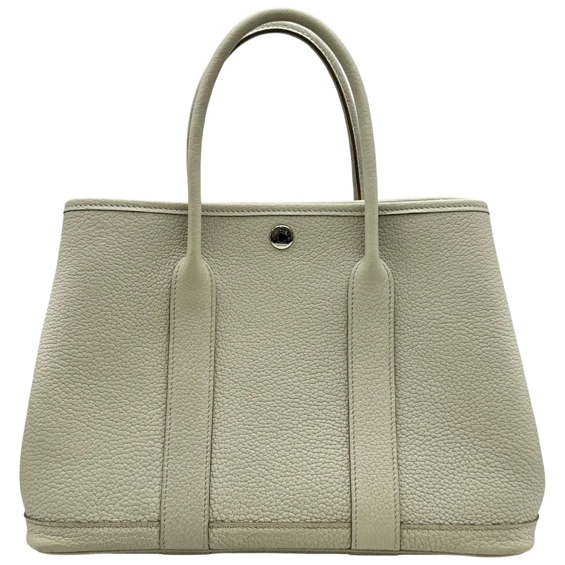 HERMES GARDEN PARTY TPM HANDBAG: HERMES Garden party TPM Handbag Brand: HERMES Type/Style: Handbag Material: Negonda Color: Beton SilverHardware Size: W11.8 x H8.3x D5.5inch Accessories: None Accessories Notice: When purchasing