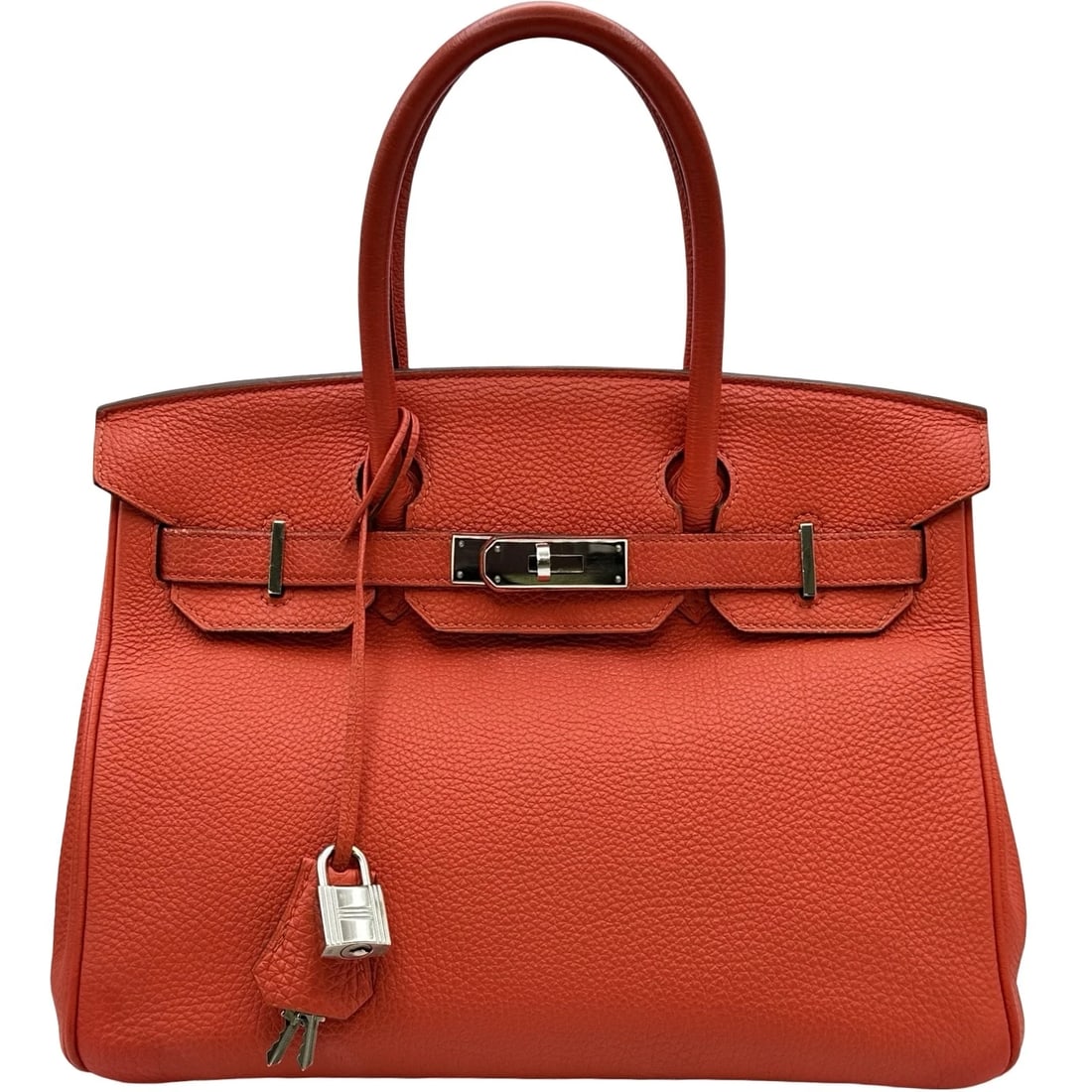 HERMES BIRKIN 30 HANDBAG: HERMES Birkin 30 Handbag Brand: HERMES Type/Style: Handbag Material: Togo Color: Capsine SilverHardware Size: W11.8 x H8.7x D6.3inch Accessories: None Accessories Notice: When purchasing pre-owned
