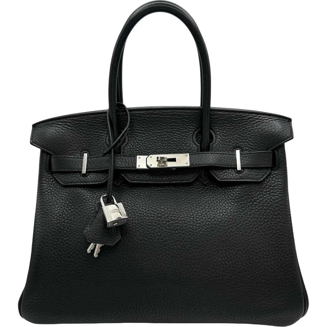 HERMES BIRKIN 30 HANDBAG: HERMES Birkin 30 Handbag Brand: HERMES Type/Style: Handbag Material: Taurillon Clemence Color: Black SilverHardware Size: W11.8 x H8.7x D6.3inch Accessories: None Accessories Notice: When