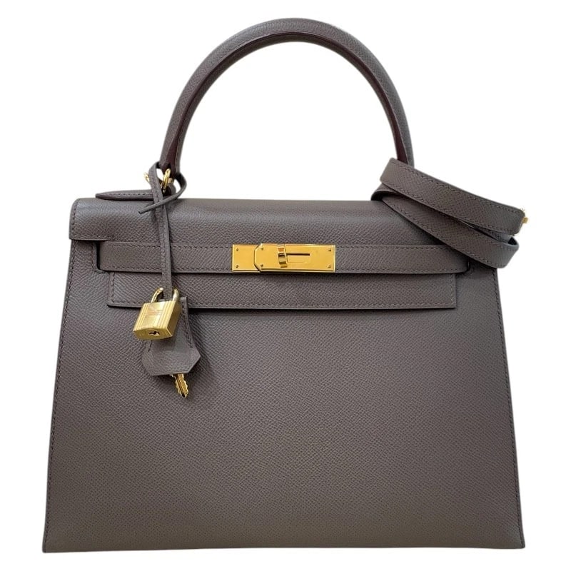 HERMES KELLY 28 INTERNAL SEWING SHOULDER BAG: HERMES Kelly 28 internal sewing Shoulder Bag Brand: HERMES Type/Style: Shoulder Bag Material: Epsom Color: Ethane Gold Hardware Size: W11.0 x H8.5x D3.9inch Shoulder:35.4inch Accessories: None