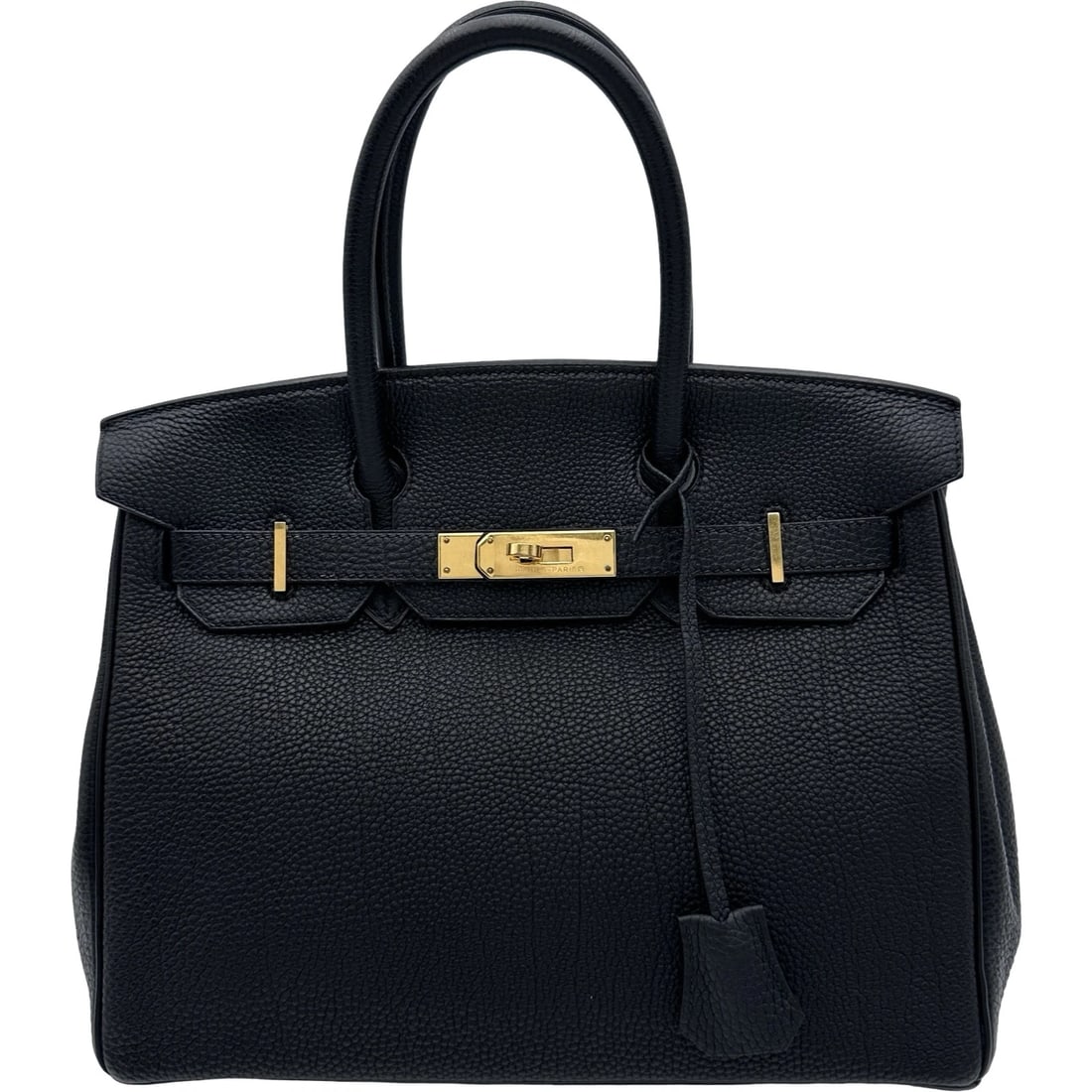 HERMES BIRKIN 30 HANDBAG: HERMES Birkin 30 Handbag Brand: HERMES Type/Style: Handbag Material: Fjord Color: Black x Gold Hardware Size: W11.8 x H8.7x D5.9inch Accessories: None Accessories Notice: When purchasing pre-owned