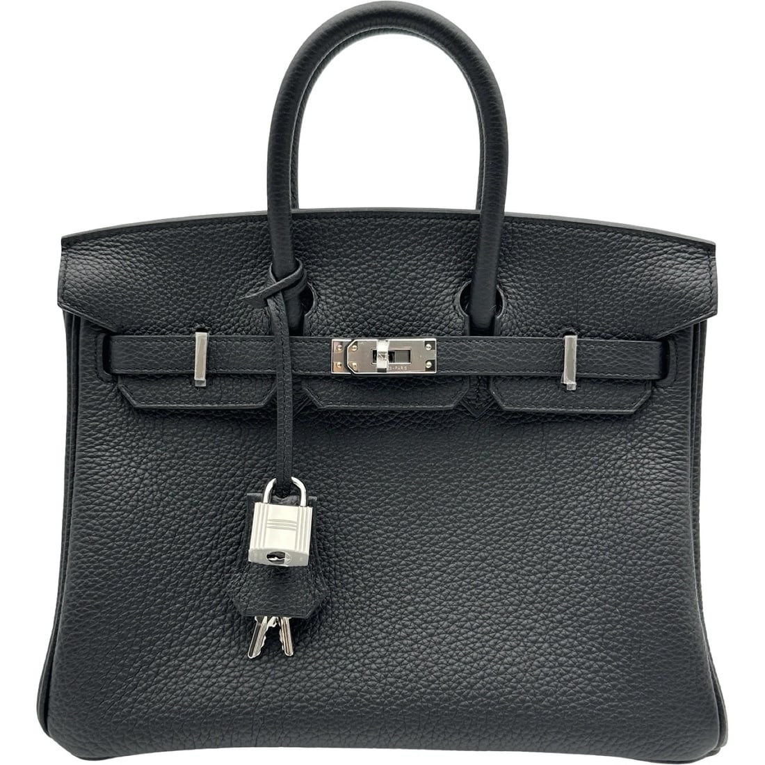 HERMES BIRKIN 25 HANDBAG: HERMES Birkin 25 Handbag Brand: HERMES Type/Style: Handbag Material: Togo Color: Black SilverHardware Size: W9.8 x H8.1x D4.9inch Accessories: None Accessories Notice: When purchasing pre-