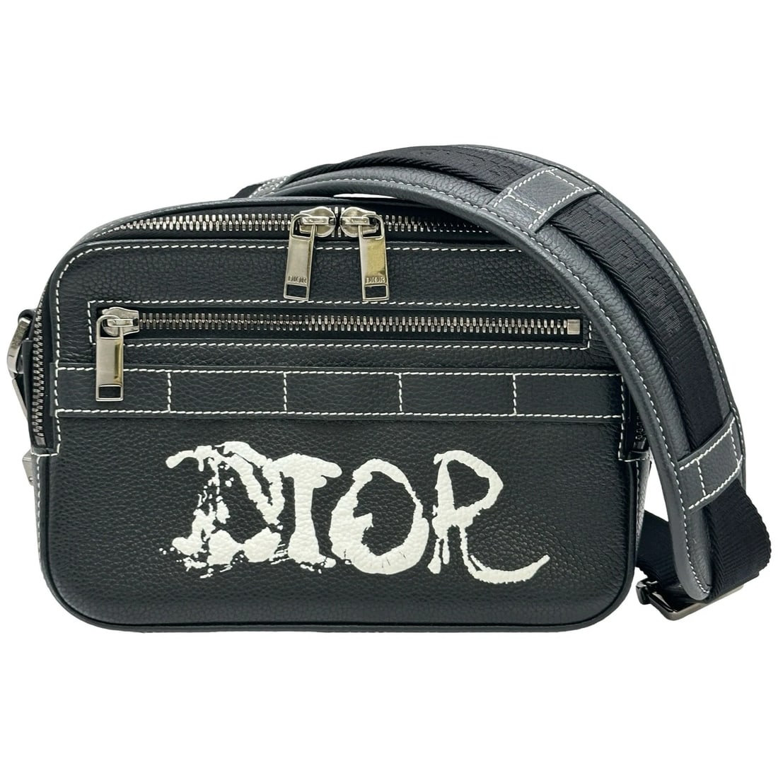 CHRISTIAN DIOR SAFARI MESSENGER BAG: Christian Dior Safari Messenger Bag Brand: Christian Dior Type/Style: Messenger bag Material: leather Color: Black SilverHardware Size: W8.7 x H5.9x D2.0inch Accessories: None Accessories
