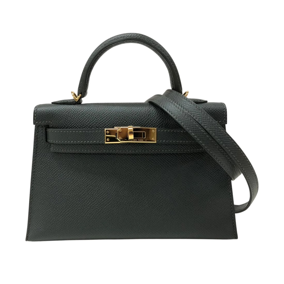HERMES MINI KELLY 2 HANDBAG: HERMES Mini Kelly 2 Handbag Brand: HERMES Type/Style: Handbag Material: Epsom Color: Grimist GoldHardware Size: W7.5 x H4.7x D2.2inch Shoulder:38.2inch Accessories: None Accessories Notice