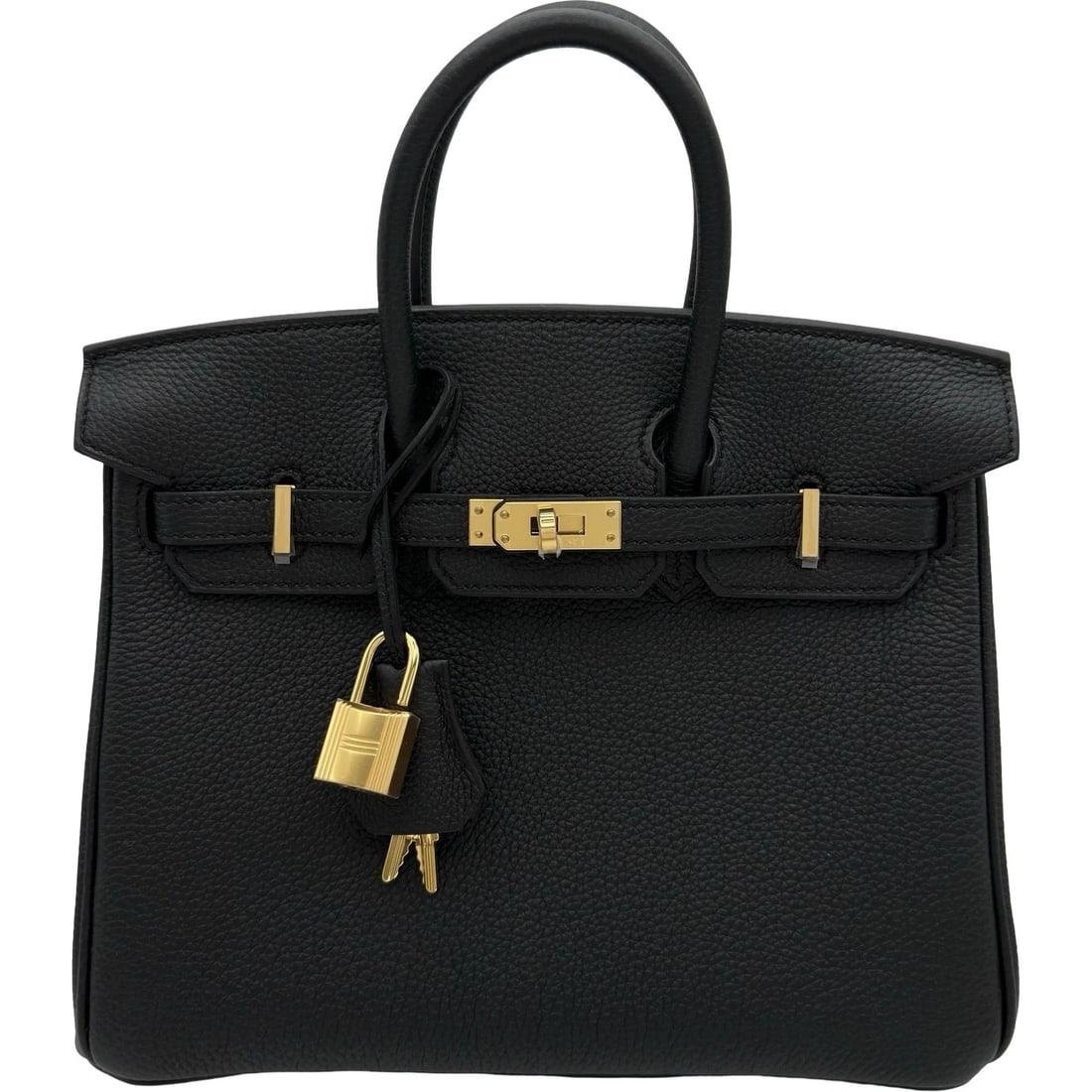 HERMES BIRKIN 25 HANDBAG: HERMES Birkin 25 Handbag Brand: HERMES Type/Style: Handbag Material: Togo Color: Black Gold Hardware Size: W9.8 x H7.9x D5.1inch Accessories: None Accessories Notice: When purchasing pre-o