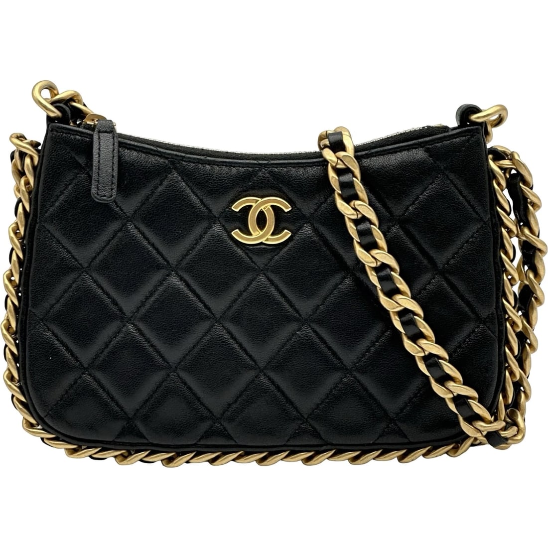 CHANEL MATRASSE 2WAY SHOULDER BAG: CHANEL Matrasse 2WAY Shoulder Bag Brand: CHANEL Type/Style: Shoulder Bag Material: lambskin Color: Black Gold Hardware Size: W7.5 x H4.5x D0.6inch Shoulder:44.7inch Accessories: None Accessories