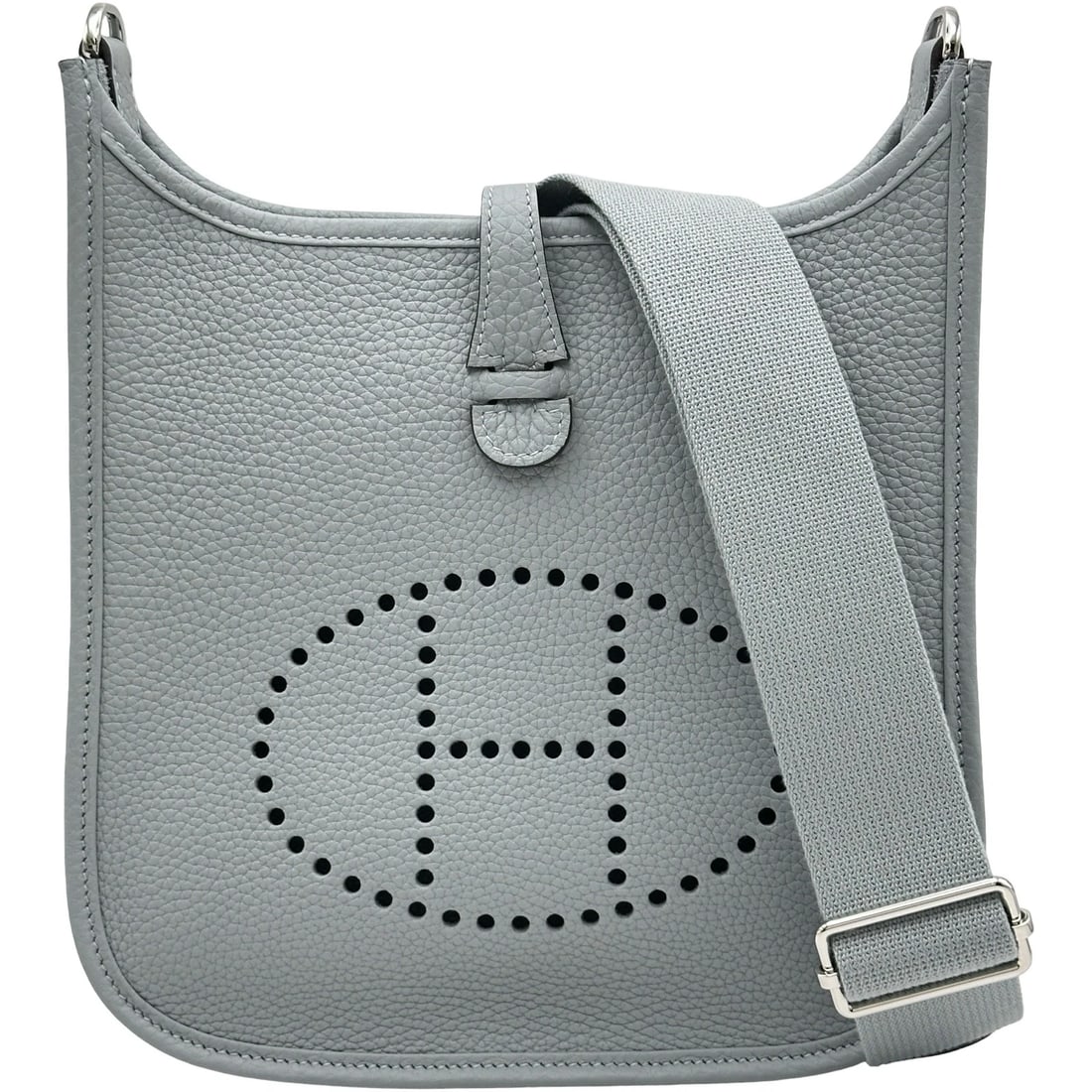 HERMES EVELYN SHOULDER BAG: HERMES Evelyn Shoulder Bag Brand: HERMES Type/Style: Shoulder Bag Material: Taurillon Clemence Color: SilverHardware Size: W8.7 x H8.7x D2.2inch Shoulder:36.8inch Accessories: None Accessories