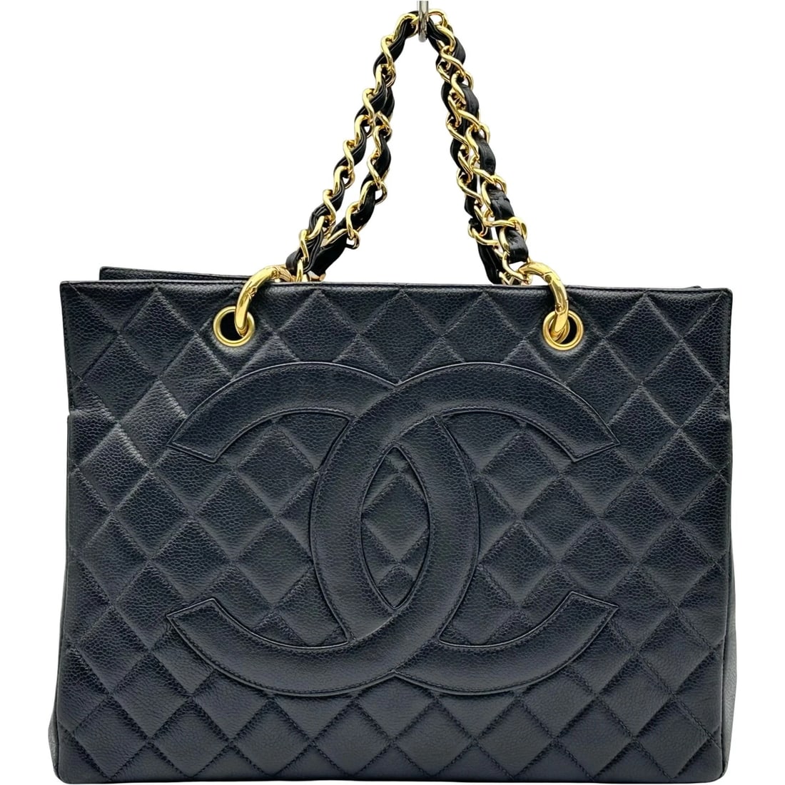 CHANEL PTT CHAIN TOTE TOTE BAG: CHANEL PTT Chain Tote Tote Bag Brand: CHANEL Type/Style: Tote Bag Material: Caviar skin Color: black Size: W13.4 x H9.8x D6.9inch Accessories: None Accessories Notice: When purchasing pre-