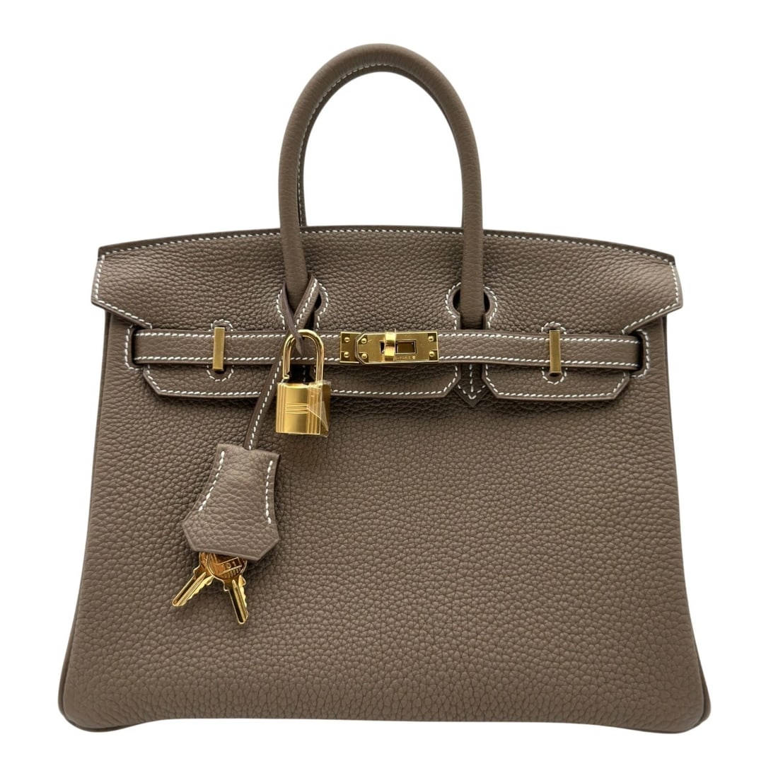 HERMES BIRKIN 25 HANDBAG: HERMES Birkin 25 Handbag Brand: HERMES Type/Style: Handbag Material: Togo Color: Etup Gold Hardware Size: W9.8 x H7.9x D5.1inch Accessories: None Accessories Notice: When purchasing pre-owned goods,