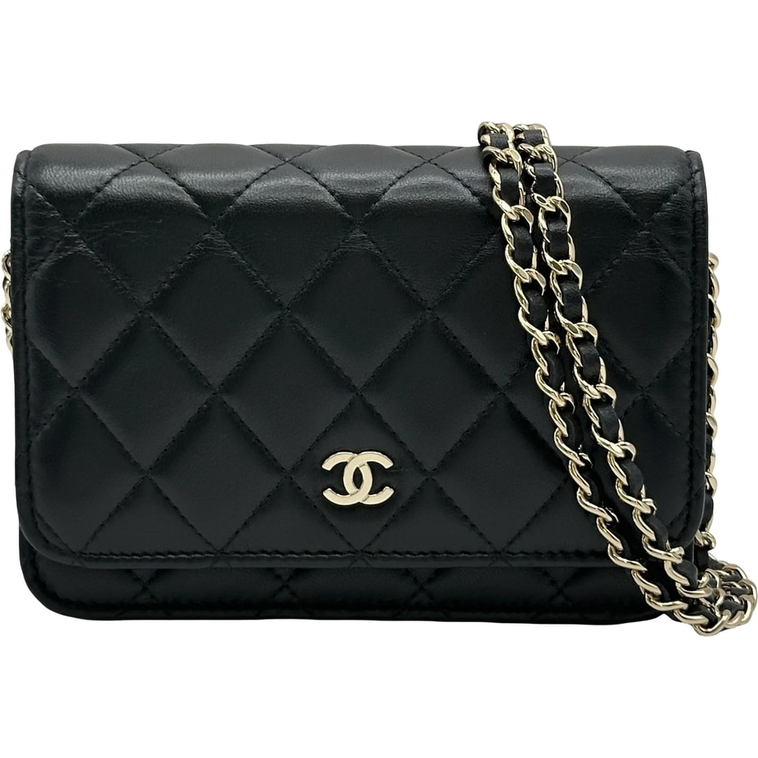 CHANEL MATELASSE MINI CHAIN WALLET WALLET CHAIN: CHANEL Matelasse Mini Chain Wallet Wallet Chain Brand: CHANEL Type/Style: Wallet Chain Material: lambskin Color: black Size: W5.9 x H4.1x D0.0inch Accessories: None Accessories Notice: When