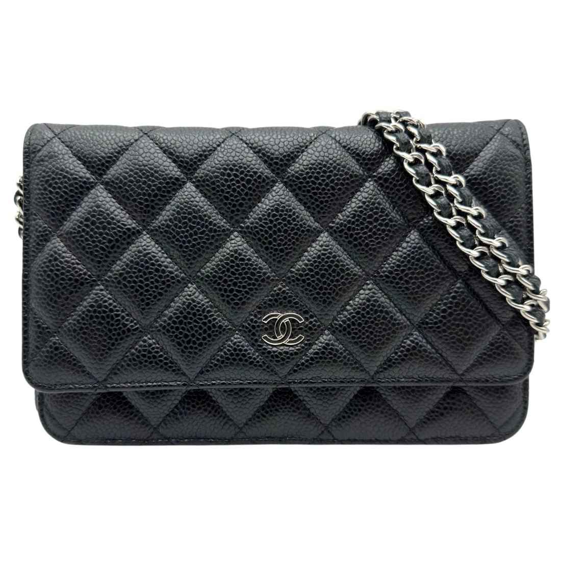 CHANEL MATRASSE CHAIN WALLET SHOULDER BAG: CHANEL Matrasse Chain wallet Shoulder Bag Brand: CHANEL Type/Style: Shoulder Bag Material: Caviar skin Color: Black SilverHardware Size: W7.5 x H4.9x D1.0inch Shoulder:48.8inch Accessories: None <