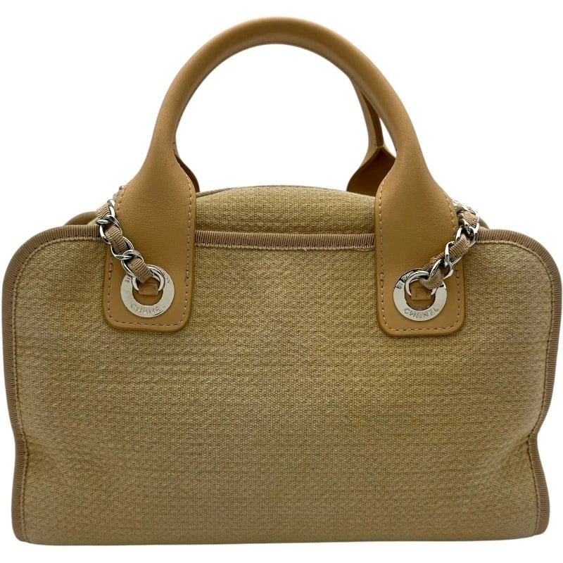 CHANEL DEAUVILLE BOWLING SHOULDER BAG: CHANEL deauville bowling Shoulder Bag Brand: CHANEL Type/Style: Shoulder Bag Material: canvas Color: Beige SilverHardware Size: W10.6 x H6.5x D2.4inch Accessories: None Accessories Notice: When
