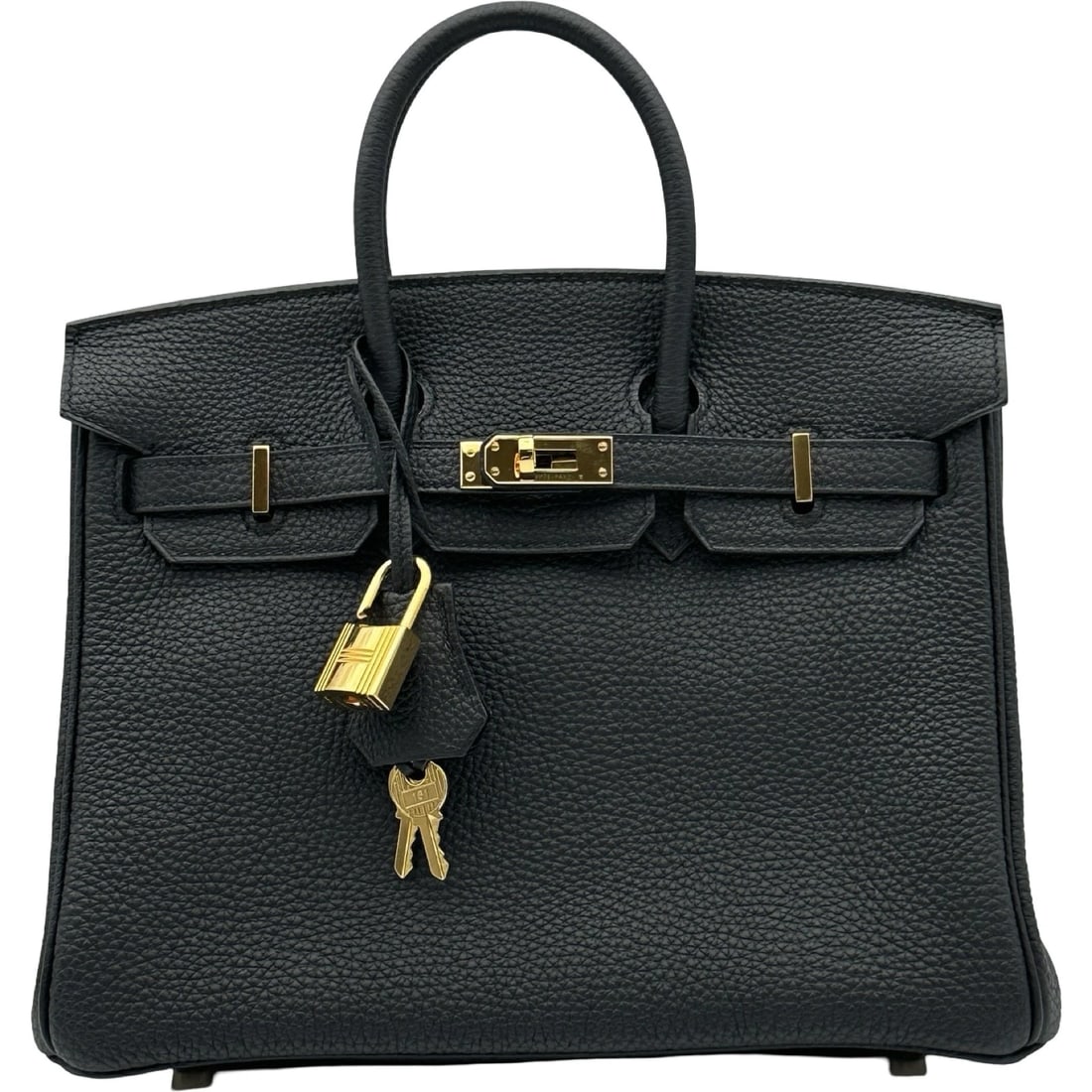 HERMES BIRKIN 25 HANDBAG: HERMES Birkin 25 Handbag Brand: HERMES Type/Style: Handbag Material: Togo Color: Black Gold Hardware Size: W9.8 x H7.9x D5.1inch Accessories: None Accessories Notice: When purchasing pre-owned goods,