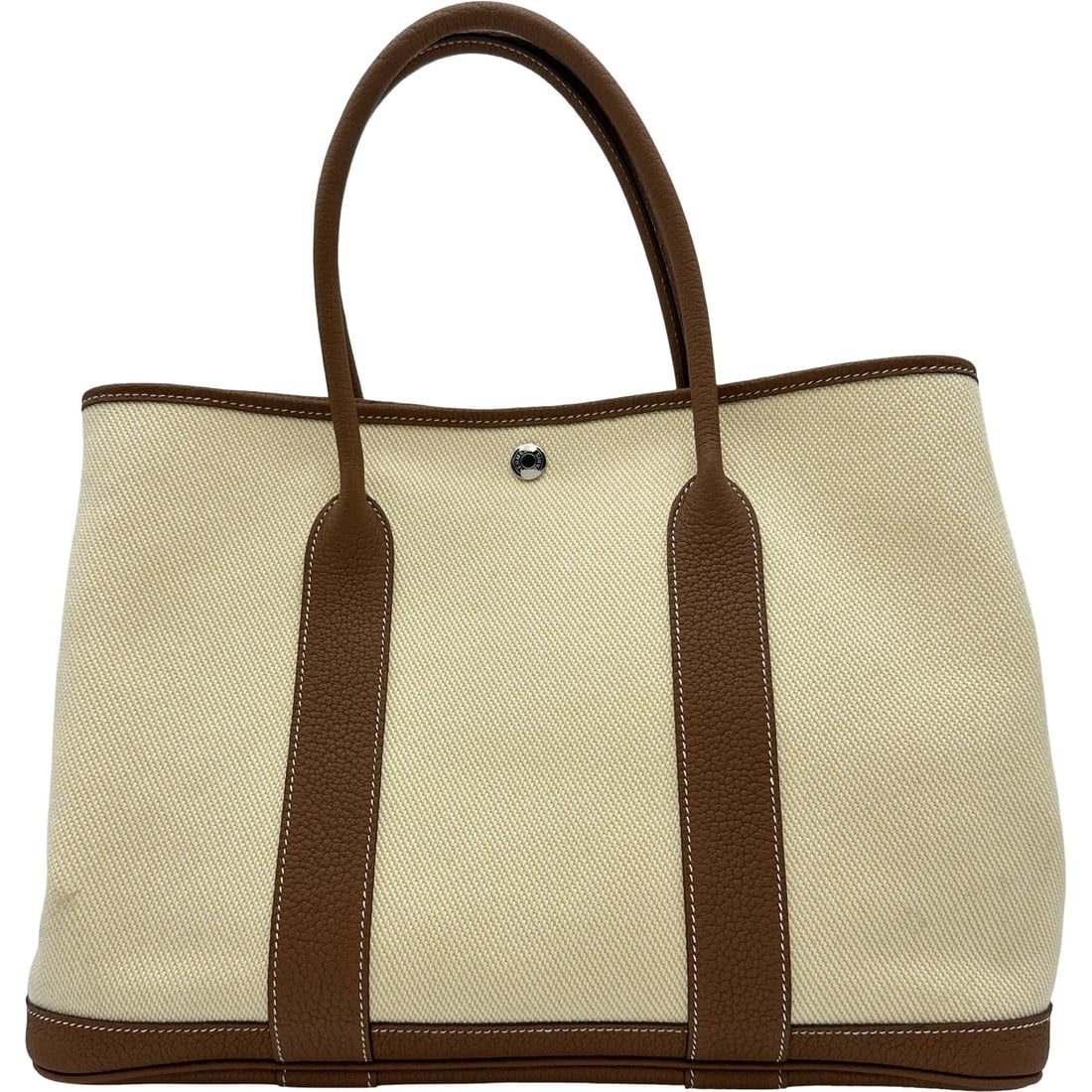 HERMES GARDEN PARTY PM TOTE BAG: HERMES Garden party PM Tote Bag Brand: HERMES Type/Style: Tote Bag Material: Toile Military Negonda Color: Jaune Ambre SilverHardware Size: W14.2 x H10.4x D6.7inch Accessories: None Access