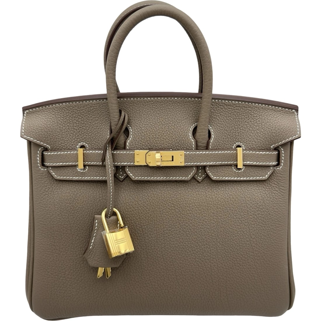 HERMES BIRKIN 25 HANDBAG: HERMES Birkin 25 Handbag Brand: HERMES Type/Style: Handbag Material: Togo Color: Etup Gold Hardware Size: W9.8 x H7.9x D5.1inch Accessories: None Accessories Notice: When purchasing pre-ow