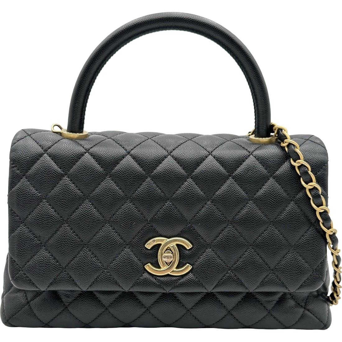 CHANEL COCO HANDLE 29 HANDBAG: CHANEL coco handle 29 Handbag Brand: CHANEL Type/Style: Handbag Material: Caviar skin Color: Black Gold Hardware Size: W11.4 x H6.7x D4.3inch Shoulder:40.2inch Accessories: None Accessories Notice: