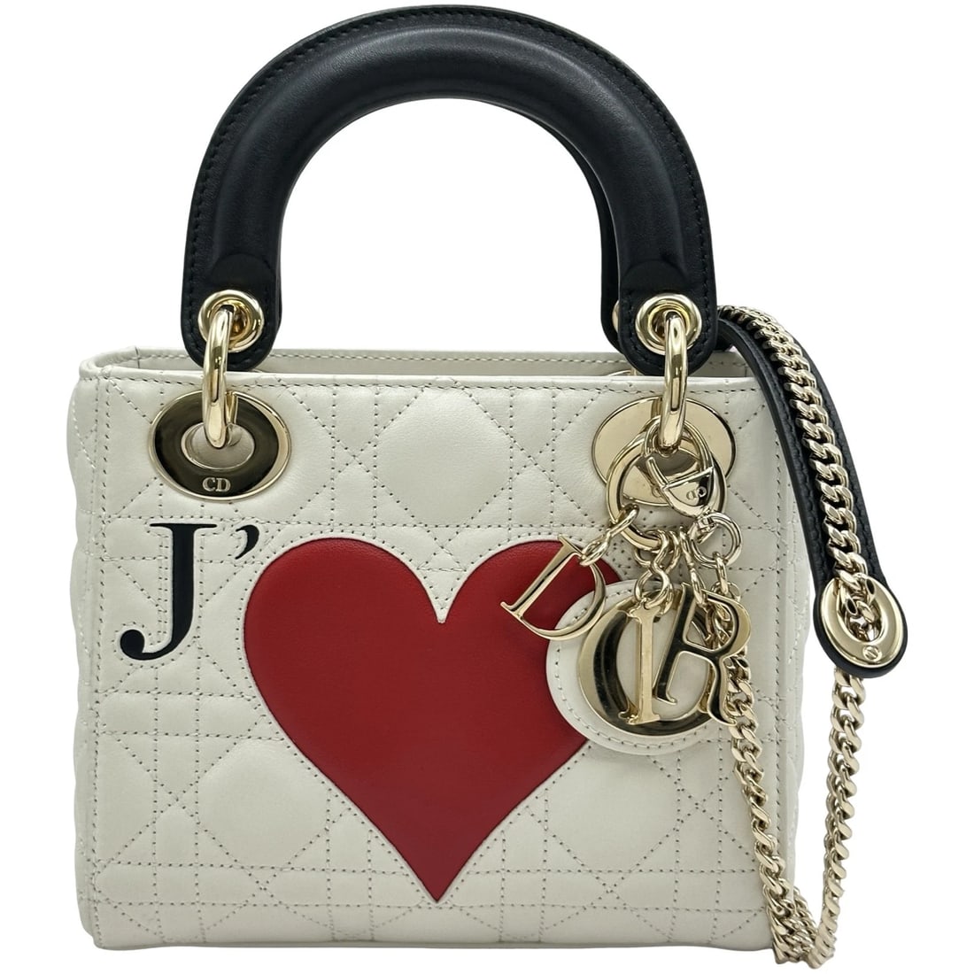 CHRISTIAN DIOR LADY DIOR MINI AMOUR SHOULDER BAG: Christian Dior Lady Dior Mini Amour Shoulder Bag Brand: Christian Dior Type/Style: Shoulder Bag Material: lambskin Color: Black Gold Hardware Size: W6.7 x H5.9x D3.0inch Accessories: None