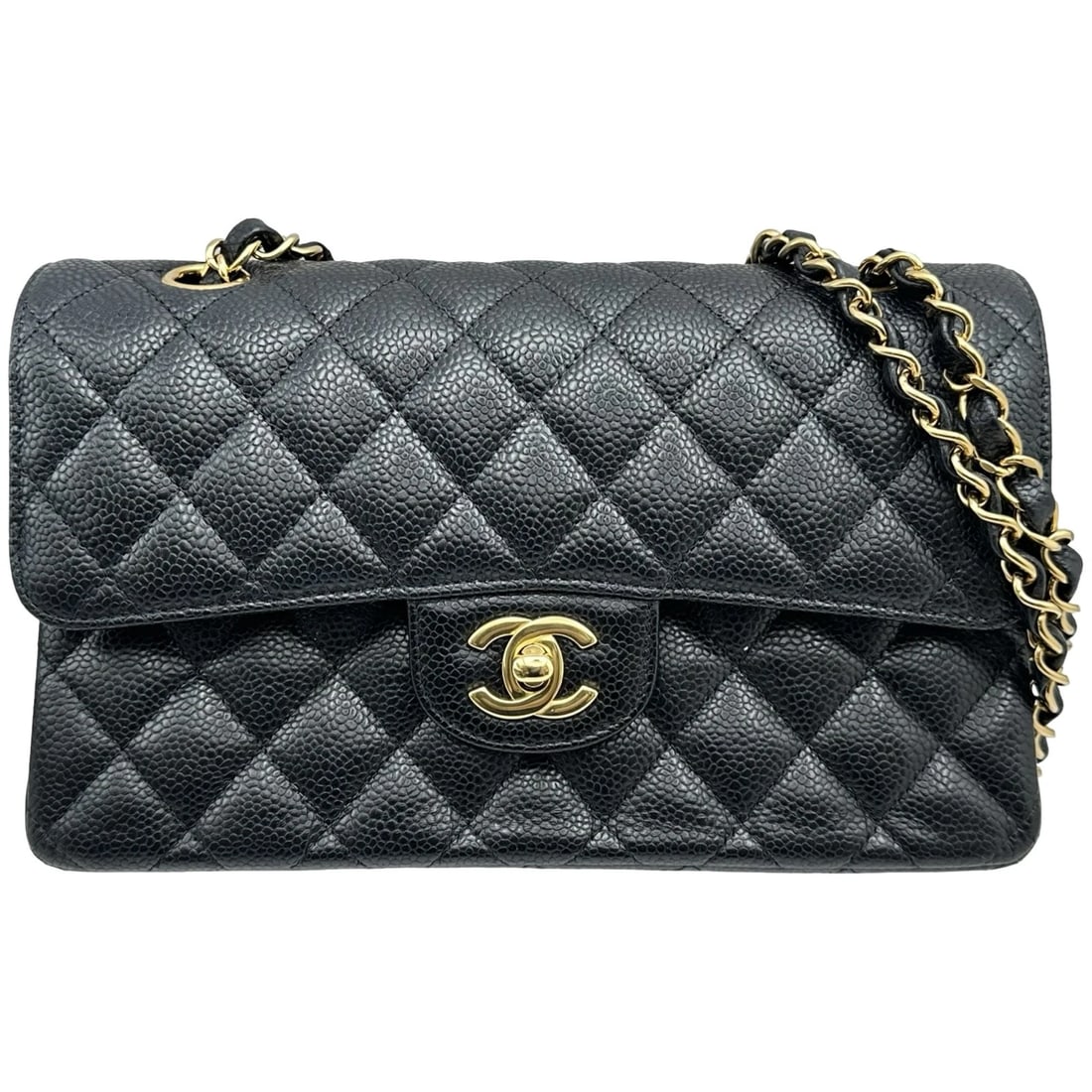 CHANEL MATRASSE 23 SHOULDER BAG: CHANEL Matrasse 23 Shoulder Bag Brand: CHANEL Type/Style: Shoulder Bag Material: Caviar skin Color: Black Gold Hardware Size: W9.1 x H5.7x D2.6inch Shoulder:20.9inch Accessories: None Acce