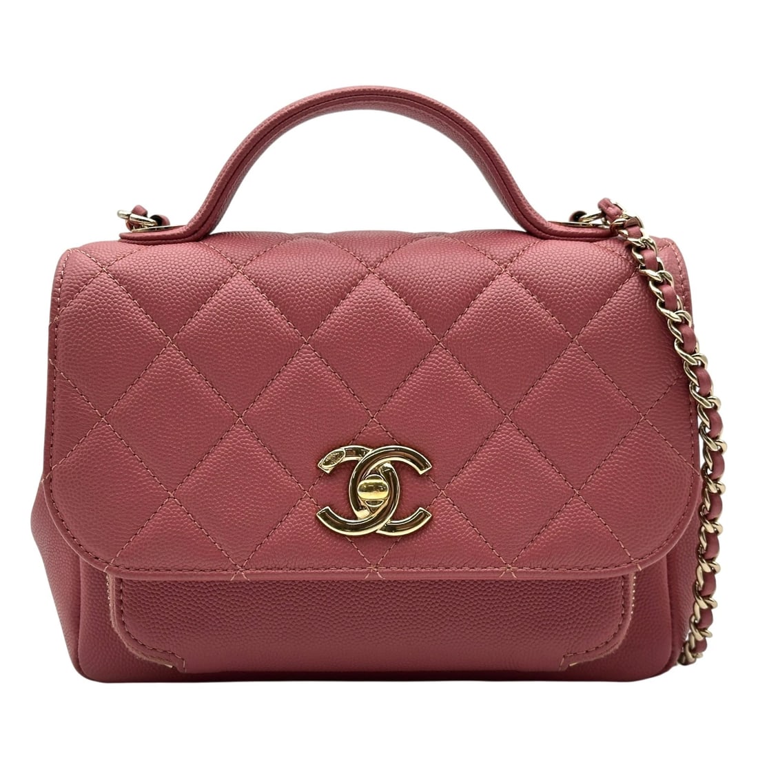 CHANEL BUSINESS AFFINITY SMALL SHOULDER BAG: CHANEL Business Affinity Small Shoulder Bag Brand: CHANEL Type/Style: Shoulder Bag Material: Caviar skin Color: Pink Gold Hardware Size: W7.3 x H5.5x D3.0inch Shoulder:43.3inch Accessories: None <