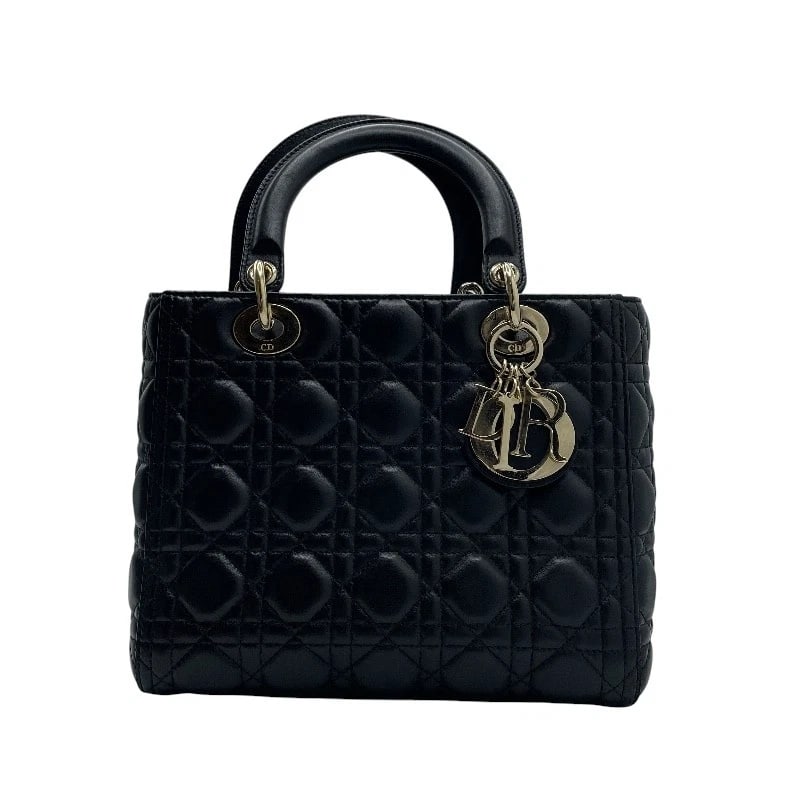 CHRISTIAN DIOR LADY DIOR MEDIUM SHOULDER BAG: Christian Dior Lady Dior Medium Shoulder Bag Brand: Christian Dior Type/Style: Shoulder Bag Material: cannagerum Color: Black SilverHardware Size: W9.4 x H8.3x D4.7inch Shoulder:44.9inch Accessories: