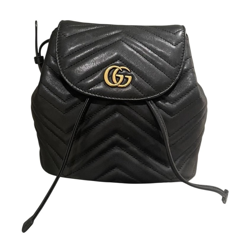 GUCCI GG MARMONT QUILTED BACKPACK: GUCCI GG Marmont Quilted Backpack Brand: GUCCI Type/Style: Backpack ?? Daypack Material: leather Color: black Size: W7.9 x H7.1x D3.9inch Accessories: None Accessories Notice: When purchasing