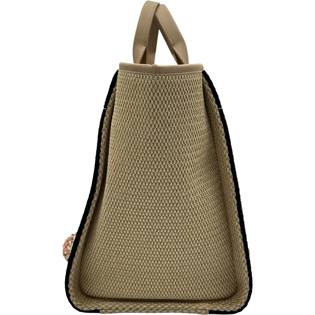 CHANEL DEAUVILLE SHOPPING LARGE TOTE BAG: CHANEL Deauville Shopping Large Tote Bag Brand: CHANEL Type/Style: Tote Bag Material: Raffia Color: Black Gold Hardware Size: W15.4 x H11.6x D7.3inch Shoulder:27.8inch Accessories: None Ac