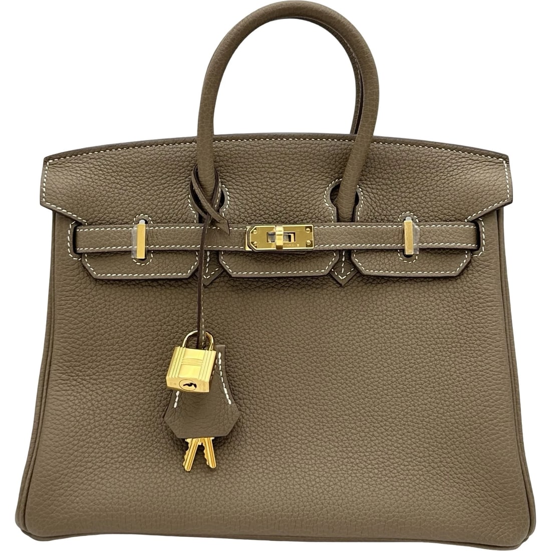HERMES BIRKIN 25 HANDBAG: HERMES Birkin 25 Handbag Brand: HERMES Type/Style: Handbag Material: Togo Color: Etup Gold Hardware Size: W9.4 x H8.1x D5.1inch Accessories: None Accessories Notice: When purchasing pre-ow