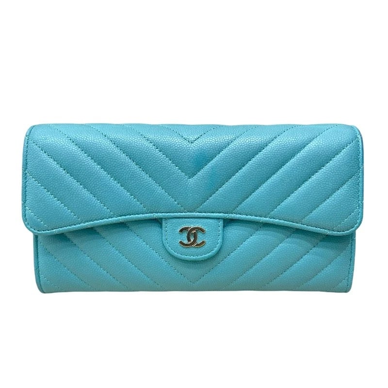 CHANEL MATELASSE CLASSIC LONG FLAP WALLET: CHANEL Matelasse Classic Long Flap Wallet Brand: CHANEL Type/Style: purse Material: Caviar skin Color: Emerald Green GoldHardware Size: W7.7 x H3.9x D1.0inch Accessories: None Accessories