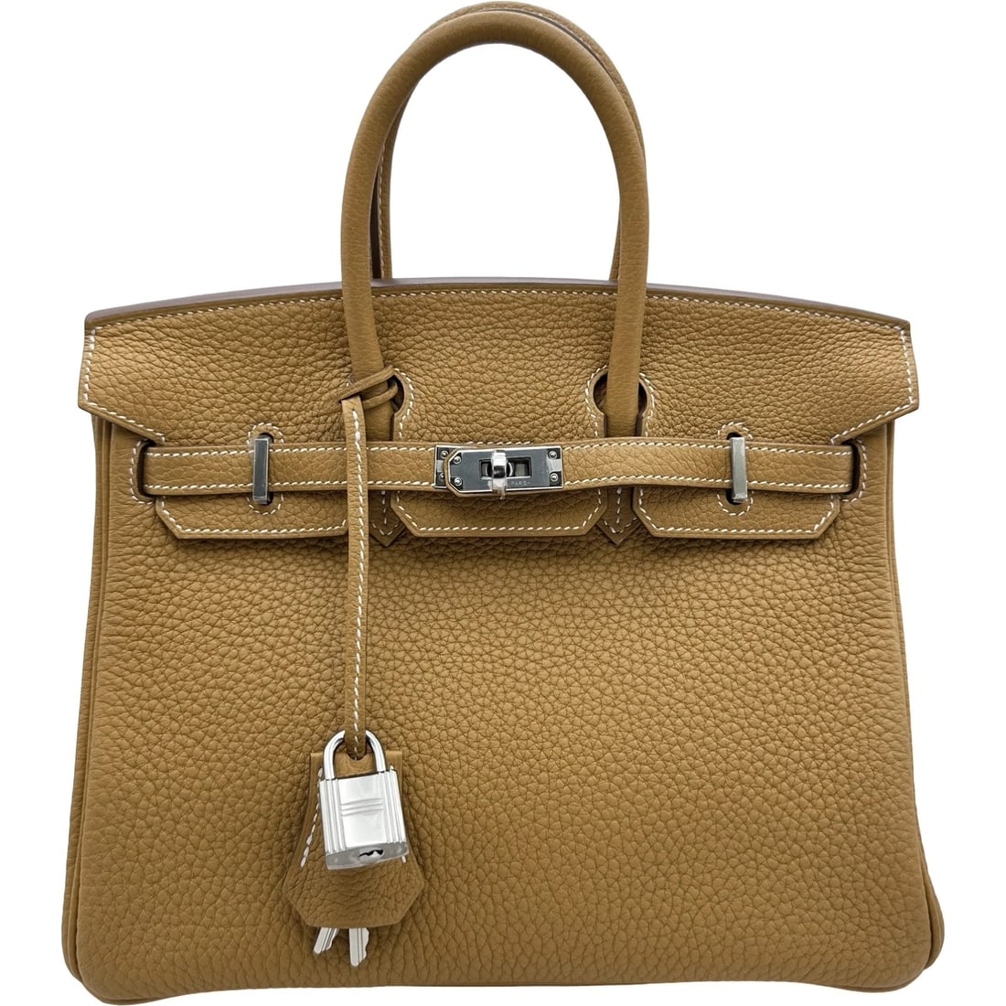 HERMES BIRKIN 25 HANDBAG: HERMES Birkin 25 Handbag Brand: HERMES Type/Style: Handbag Material: Taurillon Clemence Color: Natural hardware SilverHardware Size: W9.8 x H7.9x D5.1inch Accessories: None Accessories Not