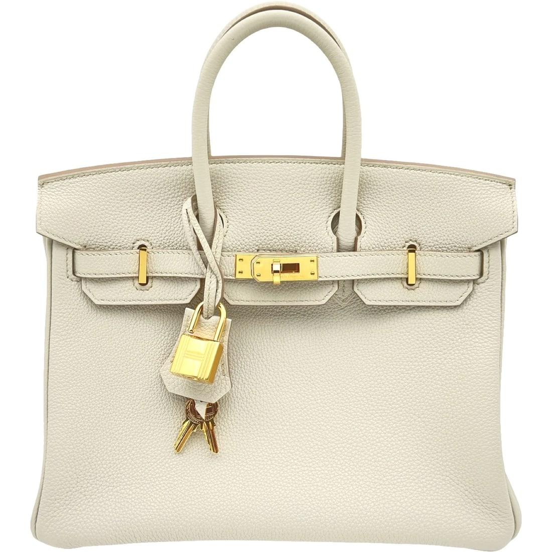 HERMES BIRKIN 25 HANDBAG: HERMES Birkin 25 Handbag Brand: HERMES Type/Style: Handbag Material: Togo Color: Beton Gold Hardware Size: W9.8 x H7.9x D5.1inch Accessories: None Accessories Notice: When purchasing pre-o