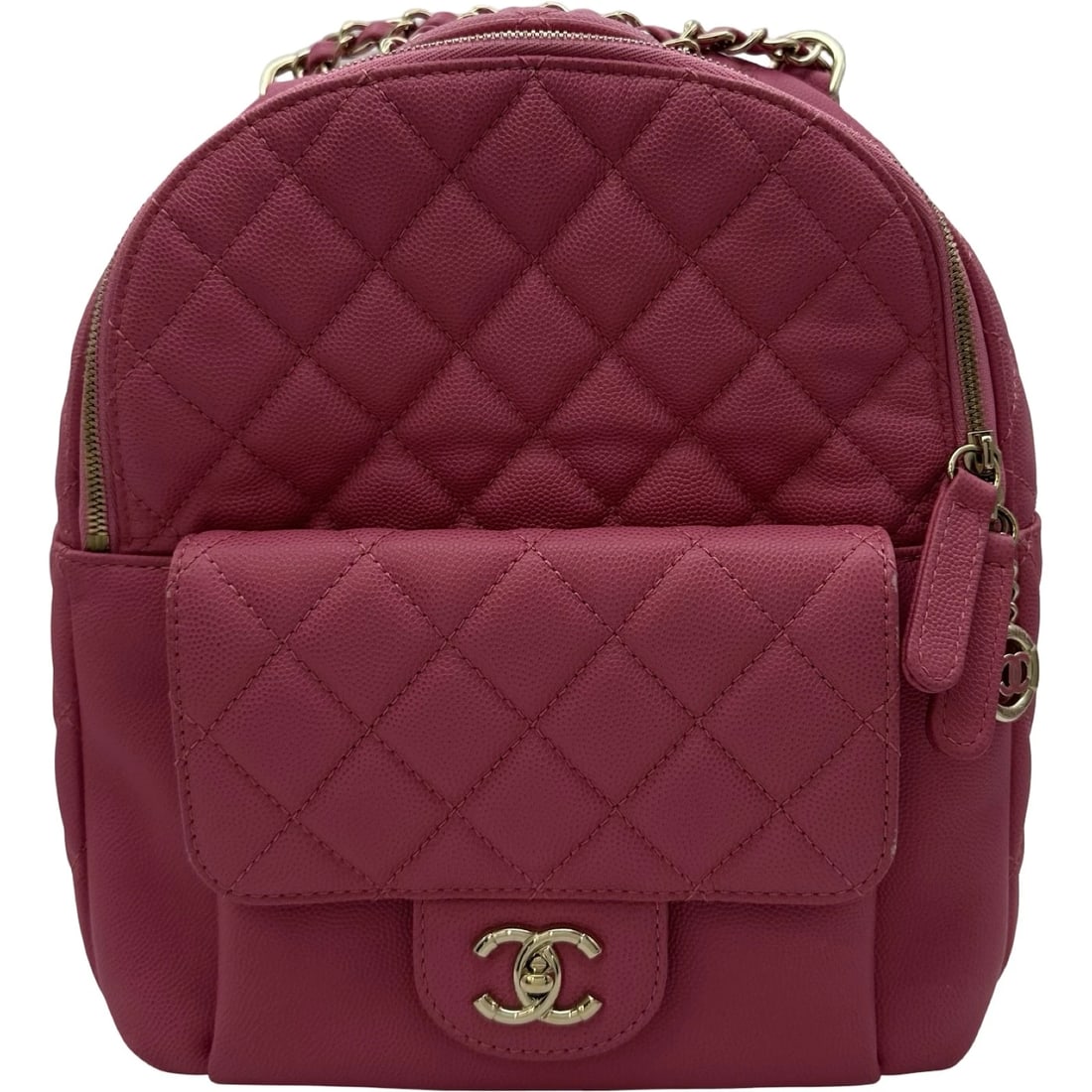 CHANEL MATELASSE BACKPACK: CHANEL Matelasse Backpack Brand: CHANEL Type/Style: Backpack ?? Daypack Material: Caviar skin Color: Pink Gold Hardware Size: W8.7 x H9.8x D2.8inch Accessories: None Accessories Notice: When