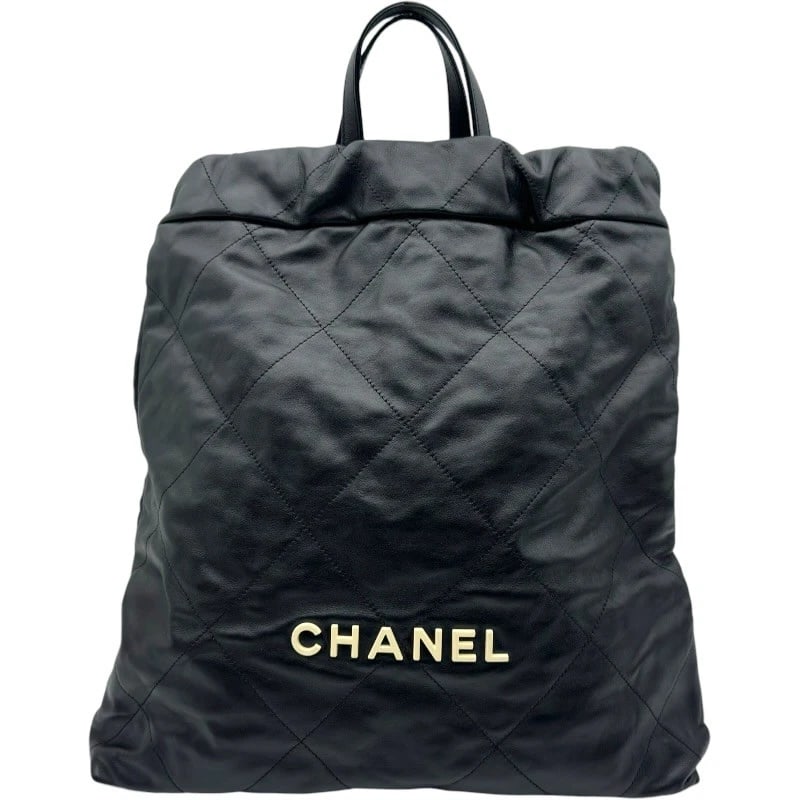 CHANEL 22 LINE BACKPACK: CHANEL 22 Line Backpack Brand: CHANEL Type/Style: Backpack ?? Daypack Material: shiny calf Color: Black Gold Hardware Size: W13.4 x H14.6x D2.8inch Shoulder:31.5inch Accessories: None Accessories