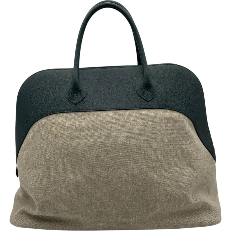 HERMES BOLIDE RELAX 45 HANDBAG: HERMES Bolide Relax 45 Handbag Brand: HERMES Type/Style: Handbag Material: Toile de Camp/Ever Color Color: Veil Cipress SilverHardware Size: W17.7 x H14.2x D9.4inch Accessories: None Accessories
