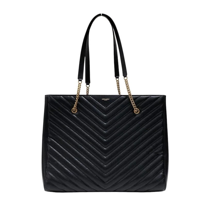 SAINT LAURENT CHAINTOTE BAG TOTE BAG: SAINT LAURENT ChainTote Bag Tote Bag Brand: SAINT LAURENT Type/Style: Tote Bag Material: Grain leather Color: Black Gold Hardware Size: W15.7 x H12.6x D3.9inch Accessories: None Accessorie