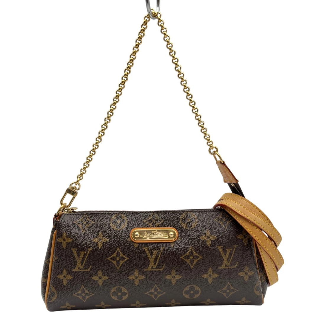 LOUIS VUITTON EVA SHOULDER BAG: LOUIS VUITTON Eva Shoulder Bag Brand: LOUIS VUITTON Type/Style: Shoulder Bag Material: monogram/leather Color: Brown Size: W9.8 x H5.1x D1.4inch Accessories: None Accessories Notice: When