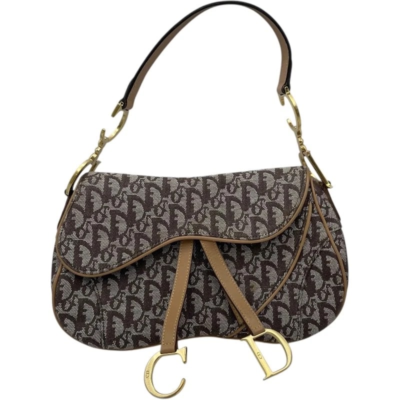 CHRISTIAN DIOR TROTTER SADDLEBAGS SHOULDER BAG: Christian Dior Trotter Saddlebags Shoulder Bag Brand: Christian Dior Type/Style: Shoulder Bag Material: trotter canvas Color: Brown GDHardware Size: W11.6 x H7.1x D2.0inch Accessories: None