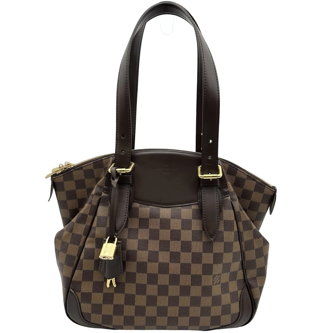 LOUIS VUITTON VALRHONA GM HANDBAG: LOUIS VUITTON Valrhona GM Handbag Brand: LOUIS VUITTON Type/Style: Handbag Material: Damier Color: Brown Size: W11.8 x H11.8x D6.7inch Accessories: None Accessories Notice: When purchasing