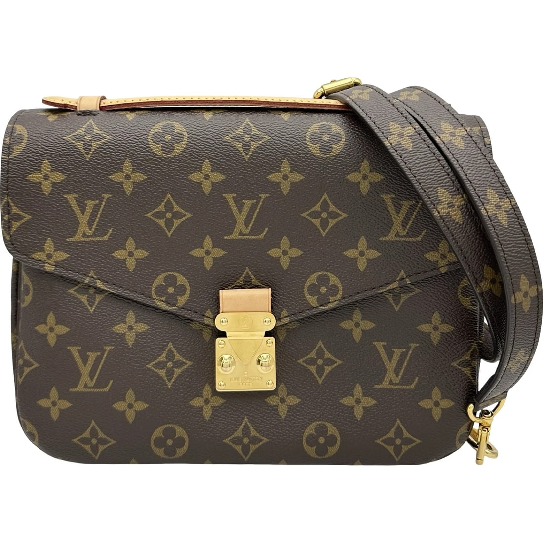 LOUIS VUITTON POCHETTE METIS MM SHOULDER BAG: LOUIS VUITTON Pochette Metis MM Shoulder Bag Brand: LOUIS VUITTON Type/Style: Shoulder Bag Material: Monogram canvas Color: Brown Size: W9.6 x H7.1x D1.6inch Accessories: None Accessories