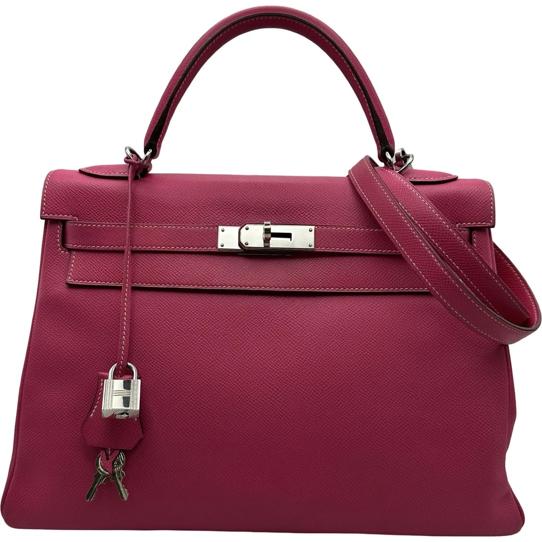 HERMES KELLY 32 CANDY SHOULDER BAG: HERMES Kelly 32 Candy Shoulder Bag Brand: HERMES Type/Style: Shoulder Bag Material: Epsom/Chevre Color: Tosca SilverHardware Size: W12.6 x H9.3x D5.5inch Accessories: None Accessories Notice: When