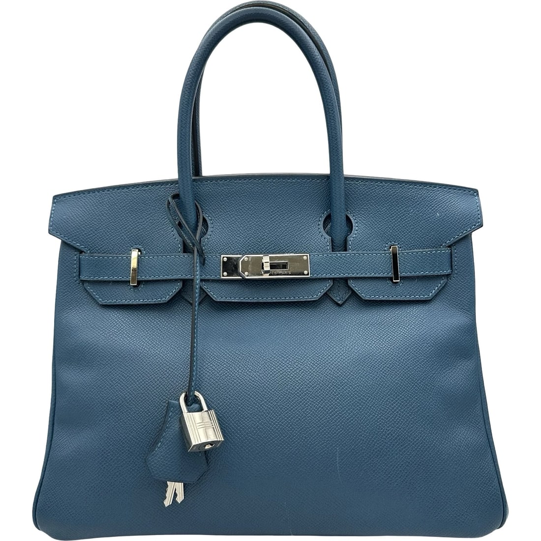 HERMES BIRKIN 30 HANDBAG: HERMES Birkin 30 Handbag Brand: HERMES Type/Style: Handbag Material: Epsom Color: Blue Thalassa SilverHardware Size: W11.4 x H9.1x D5.7inch Accessories: None Accessories Notice: When purchasing